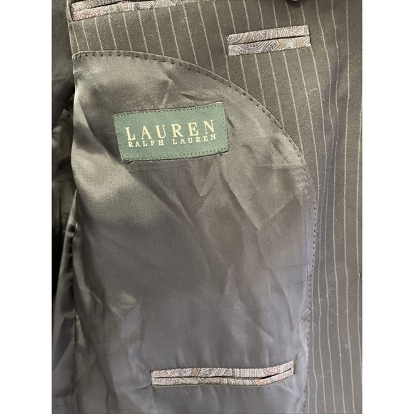 Lauren Ralph Lauren Single Breasted Jacket Mens 46R  Black Pinstripe Wool Blazer - Picture 7 of 14